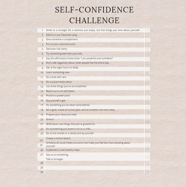 SELF CONFIDENCE  JOURNAL